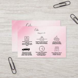 Modern Pink Gold Watercolor Cake Care   Business C Card