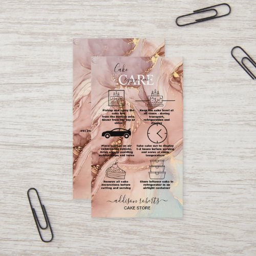 Modern Pink Gold Watercolor Cake Care  Business Ca Business Card