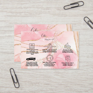 Modern Pink Gold Watercolor Cake Care   Business Card