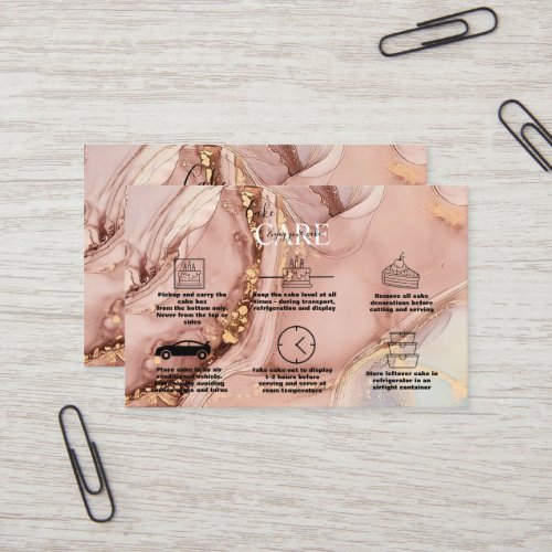 Modern Pink Gold Watercolor Cake Care Business Card