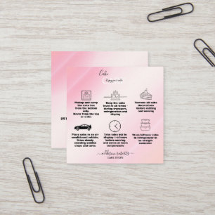 Modern Pink Gold Watercolor Cake Care Square Business Card