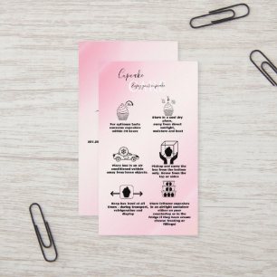 Modern Pink Gold Watercolor Cupcake Care  Business Card