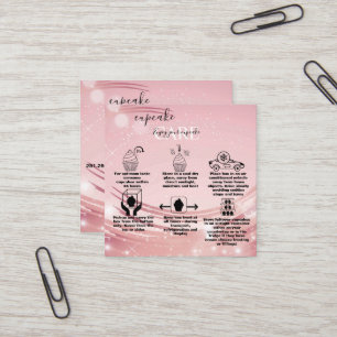 Modern Pink Gold Watercolor Cupcake Care Square Bu Square Business Card