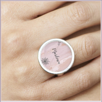Modern Pink Gold Watercolor Floral Ring by CapricePetit at Zazzle