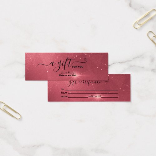 Modern Pink Gold Watercolor Gift Certificate