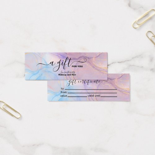 Modern Pink Gold Watercolor Gift Certificate