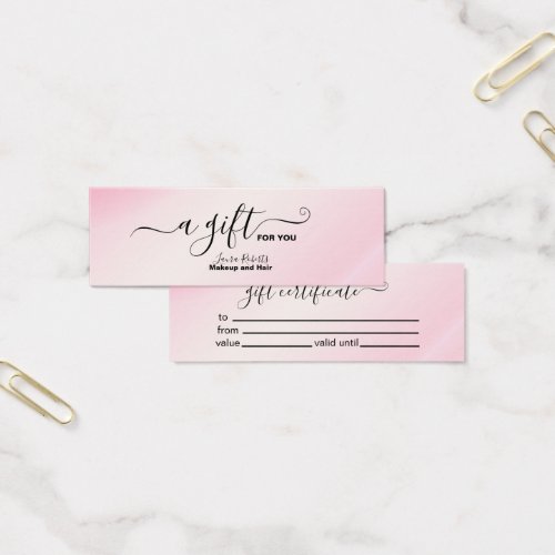 Modern Pink Gold Watercolor Gift Certificate