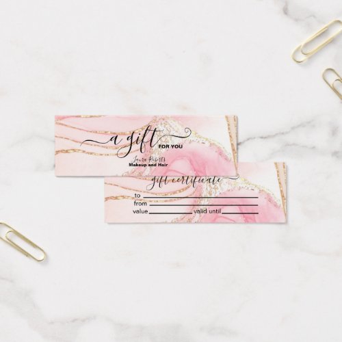 Modern Pink Gold Watercolor Gift Certificate