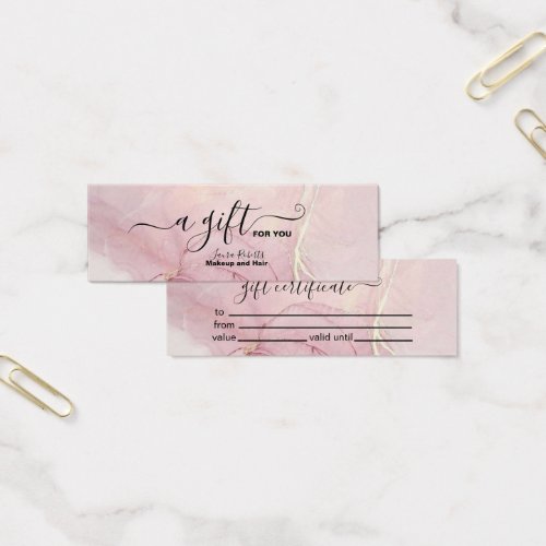 Modern Pink Gold Watercolor Gift Certificate