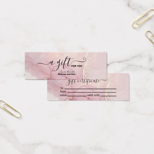 Modern Pink Gold Watercolor Gift Certificate (Office)