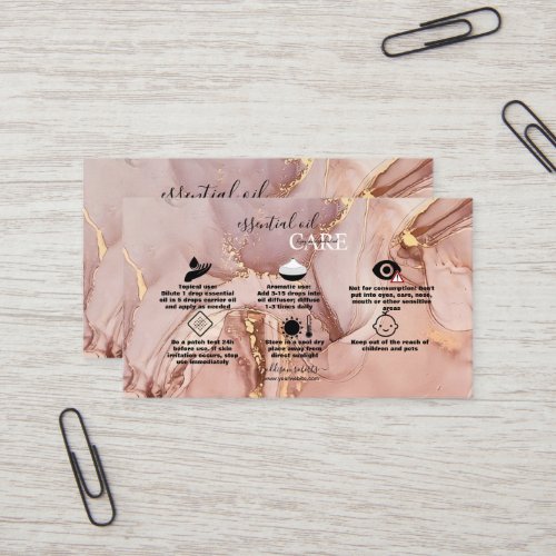 Modern Pink Gold Watercolor Oil Care  Business Car Business Card