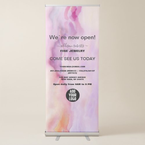 Modern Pink Gold Watercolor Retractable Banner