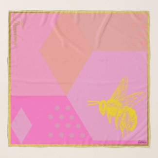 Modern Pink Golden Bee Scarf