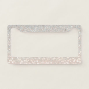 modern, pink, golden, shiny, ombre, blush, glitter license plate frame