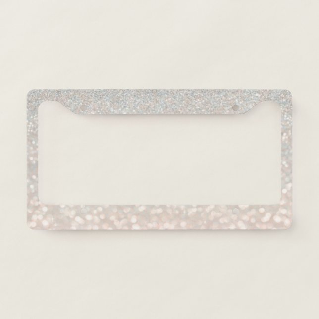 modern, pink, golden, shiny, ombre, blush, glitter license plate frame (Front)
