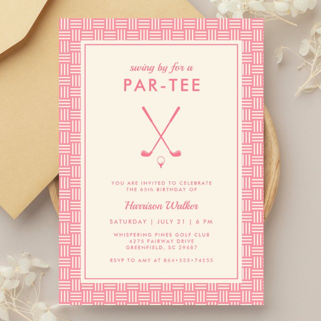 Modern Pink Golf Birthday Party for Her Any Age  Invitation (Creator Uploaded)