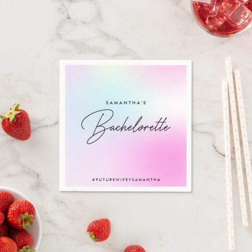 Modern Pink Gradient Bachelorette Weekend Itenary Napkins