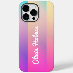 Modern Pink Gradient Color Block Name Monogram Case-Mate iPhone 14 Pro Max Case