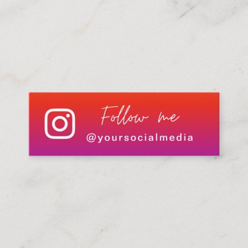 Modern Pink Gradient Follow Social Media QR Code Mini Business Card