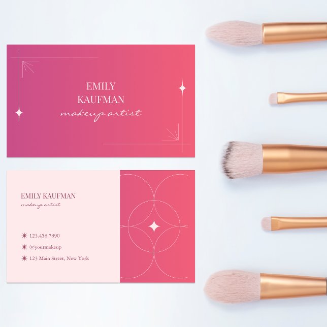 Modern Pink Gradient Makeup Artist Business Card (Creator Uploaded)
