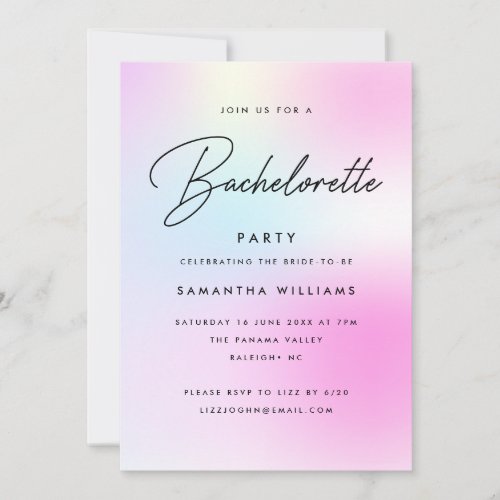 Modern Pink Gradient Minimalist Bachelorette Party Invitation