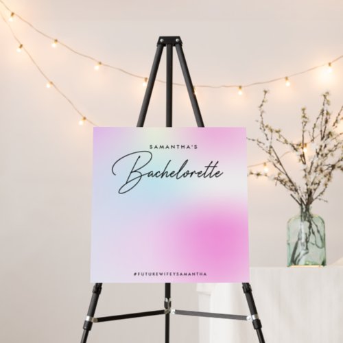 Modern Pink Gradient Script Bachelorette Party Foam Board