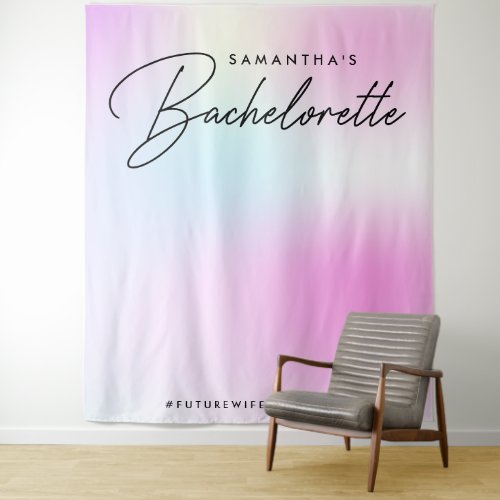 Modern Pink Gradient Script Bachelorette Party Tapestry