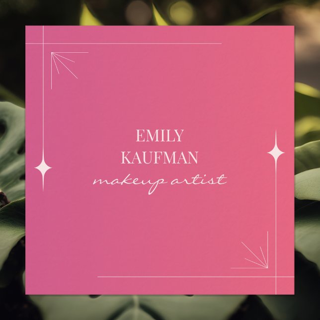 Modern Pink Gradient Trendy Makeup Artist Square Business Card (Creator Uploaded)
