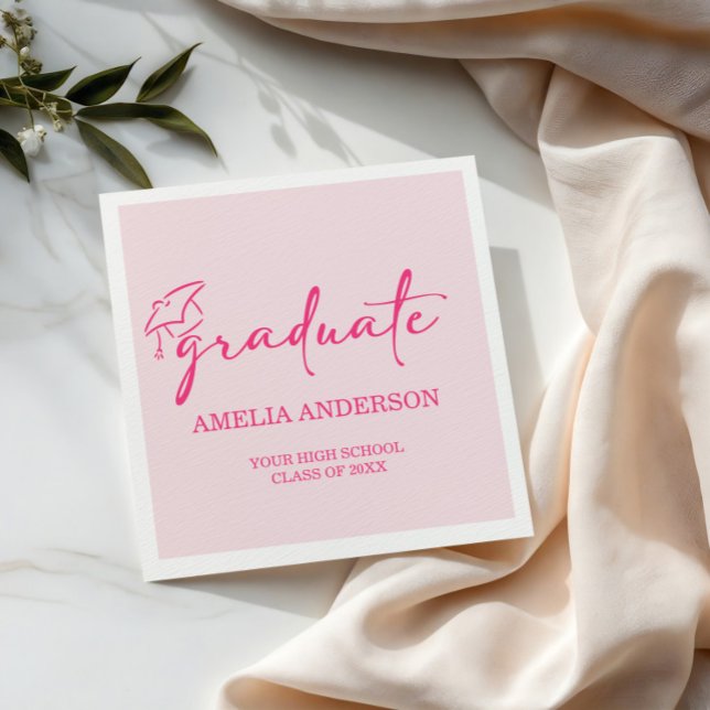 Modern Pink Graduation Class of 2026 Napkins (Creator Uploaded)