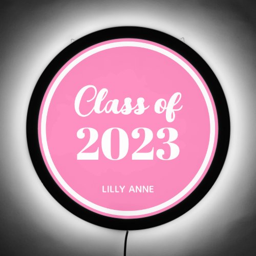 Modern Pink Graduation Class Of Personalized LED Sign