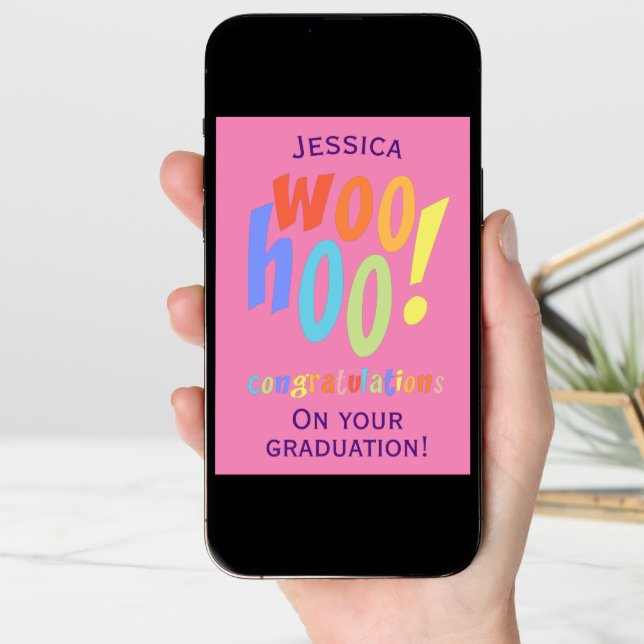 Modern Pink Graduation Congratulations  Card (Front Digital)