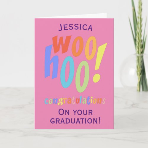 Modern Pink Graduation Congratulations  Card