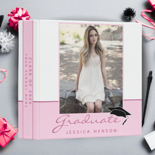 Modern Pink Graduation Keepsake Photo Album 3 Ring Binder