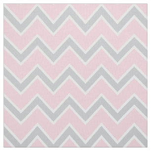 Modern Pink Gray and White Chevron Stripes Pattern Fabric