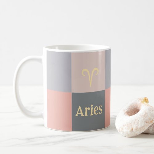 Modern Pink Gray Aries Coffee Mug