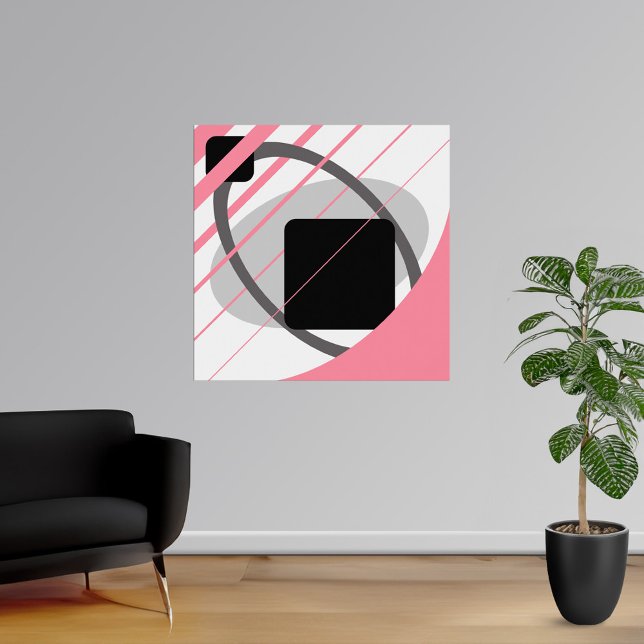 Modern Pink Gray Black Off-White Poster (Modern Pink Gray Black Off-White Poster from Modern Shapes Canvas. Choose your size.)