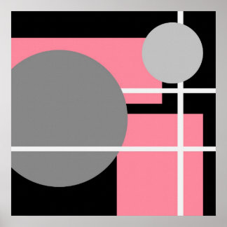 Modern Pink Gray Black White - MS0001 Canvas Poster