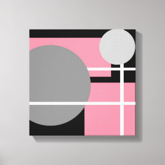 Modern Pink Gray Black White - Wrapped Canvas Print