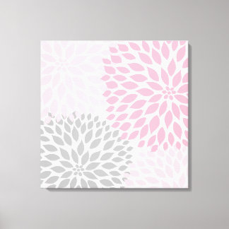Modern Pink Gray Dahlia 3 piece canvas Wall Art md