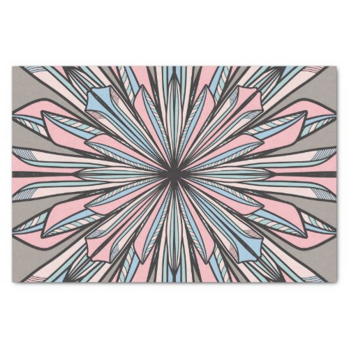 Modern Pink Gray Geometric Abstract Flower Drawing Tissue Paper