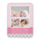 Modern Pink Gray Lattice Baby Girl Photo Birth