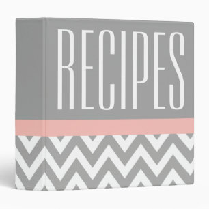 Modern Pink Gray Pattern Recipe Binder