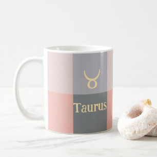 Modern Pink Gray Taurus Coffee Mug