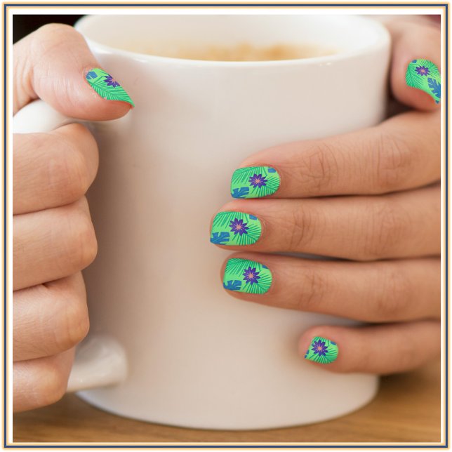 Modern Pink Green and Purple Tropical  Minx Nail Art (Creator Uploaded)