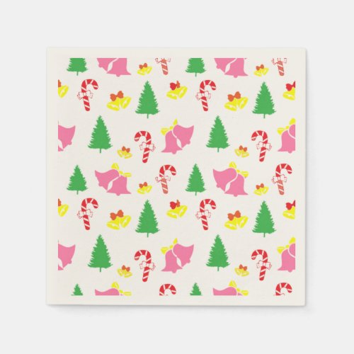 Modern Pink Green Christmas Pattern     Napkins