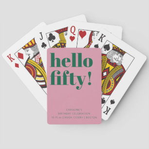 Modern Pink Green Fifty Birthday Party Favor Poker Cards