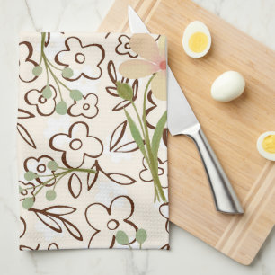 Modern Pink Green Floral Botanical Pattern Kitchen Towel