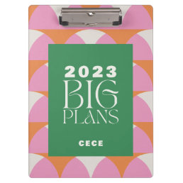 Modern pink green geometric big plans clipboard