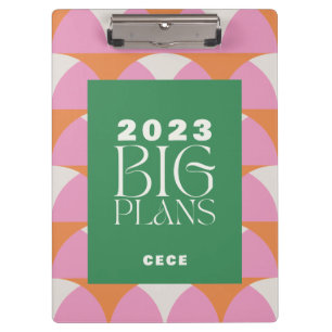 Modern pink green geometric big plans clipboard