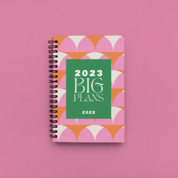 Modern Pink Green Geometric Big Plans Planner by COFFEE_AND_PAPER_CO at Zazzle